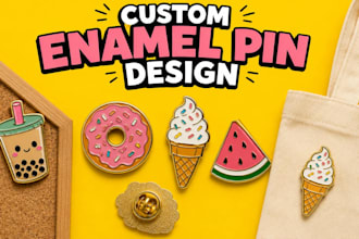 design custom enamel pin and enamel pin vector artwork and sticker design