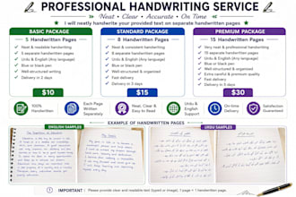 do accurate handwritten notes and document copy typing