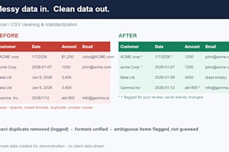 clean and standardize your messy excel or CSV data safely
