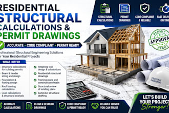residential structural calculations, permit drawings, beam and foundation design