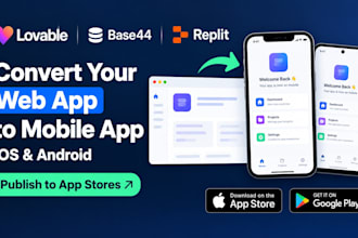 convert lovable web app, baese44, replit ai to ios android app publish