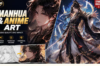 draw professional korean anime illustration or manhua artwork