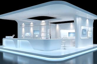 design trade show booth, exhibition stand, backdrop, booth graphics and banner