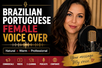 record a natural brazilian portuguese female voice over
