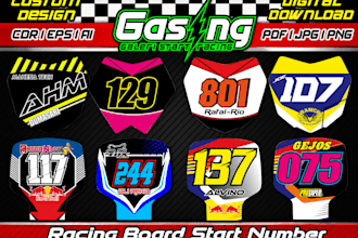 create modern racing number, race team logo, lettering for your business