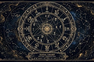 deliver a natal chart reading for career, love and life purpose in PDF