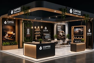 design 3d trade show booth and exhibition stand with professional rendering