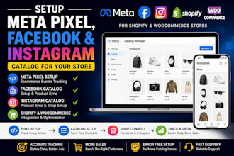 set up meta pixel, fix facebook instagram catalog for shopify and woocommerce