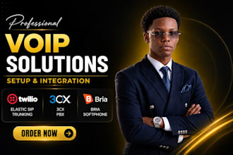 set up twilio elastic sip trunking, 3cx pbx, and bria softphone integration