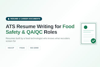 write an ats resume for food safety and QA qc roles