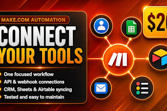 build and fix make com automation and API workflows