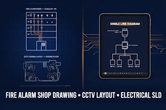 fire alarm shop drawings, cctv system layout, electrical sld, panel schedule