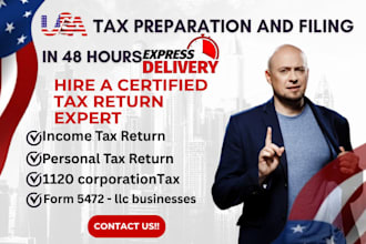 prepare and e file USA tax returns 1120, 5472 and 1040 foreign owned llc