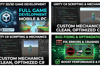 be your unity game developer for 2d and 3d mobile or pc games