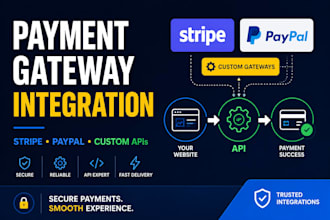 integrate stripe, paypal and custom payment gateways api integration