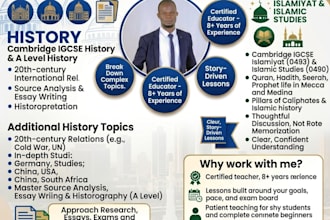 tutor cambrige igcse and a level history and islamic studies