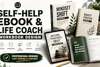 design self help ebook canva workbook, life coach journal and lead magnet