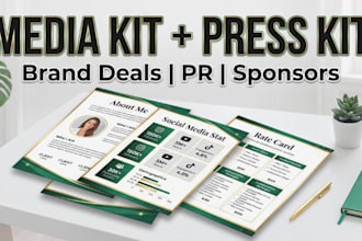 design a professional media kit, press kit rate card for influencers startups