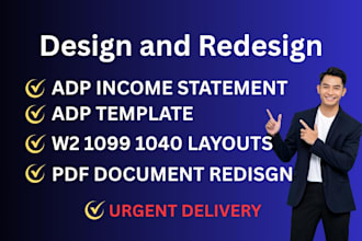 design stubs, w2, 1099 and 1040 document templates layout