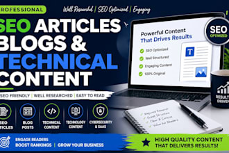 write SEO optimized tech articles, saas blogs and b2b website content