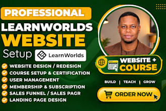 setup learnworlds online course content, design learnworlds website learnworlds