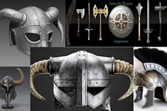 create high quality 3d armor, helmet, weapons, game assets, model for game mods