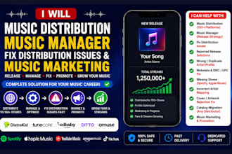 music distribution, music manager, fix distribution issues, and music marketing