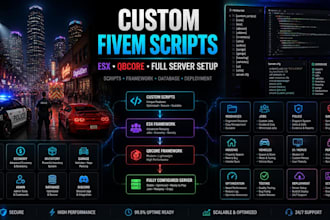 custom fivem scripts, esx, qbcore server full setup