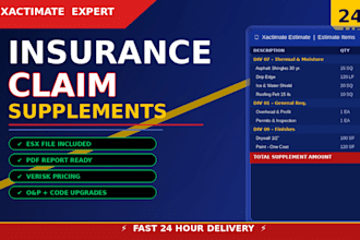 write xactimate insurance supplements for roof damage claims