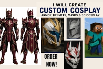 create custom cosplay armor, helmet, mask and 3d cosplay diorama and minecraft