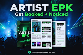 artist epk dj press kit music epk press kit one sheet flyer design brochure
