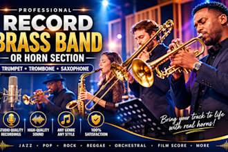 record studio live brass band or horn section, trumpet, trombone, saxophone