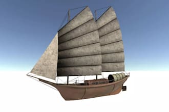 sketch, texture, model, animate 3d low poly ship with blender, video game assets