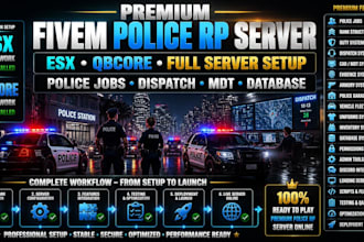 setup premium fivem police roleplay server, esx, qbcore