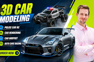 do 3d car modeling ,car rendering, police car rc, car bodykit, auto cars racing