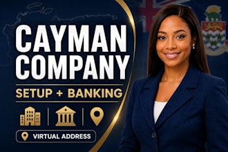 setup cayman islands company with virtual address and banking support