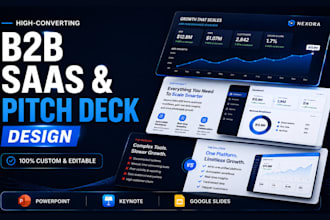 design b2b saas startup investor pitch deck or sales deck and presentation slide