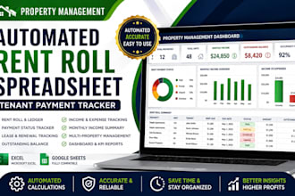 create automated property management rent roll spreadsheet, tenant payment sheet