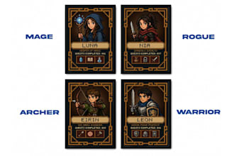 design a custom pixel art portrait and retro rpg card from your photo