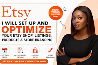 set up and optimize your etsy shop, listings, products and store branding