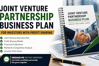 write joint venture partnership business plan for investors with profit sharing