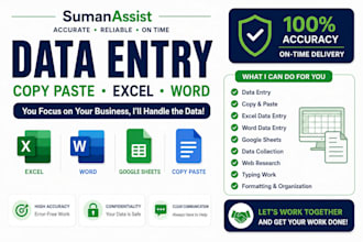 do accurate data entry, copy paste, excel and word data entry