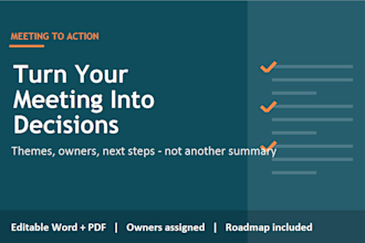 turn your meeting or workshop notes into decisions and an action plan