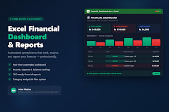 create an excel financial dashboard, report, and automated ledger