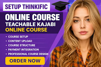 setup thinkific online course teachable kajabi online course