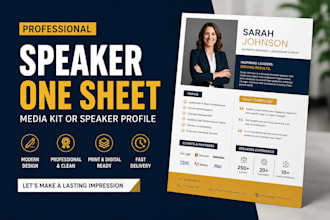 design a professional speaker one sheet, media kit or speaker profile