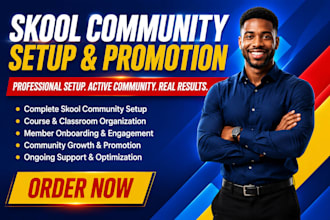 promote skool community, grow members, setup and community management