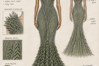 sketch new beautiful fashion concepts and dress silhouettes