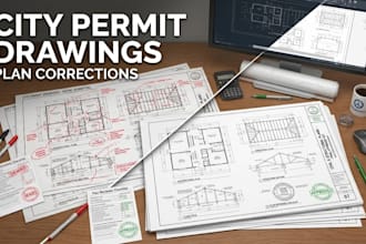 prepare civil and structural city permit drawings and plan corrections
