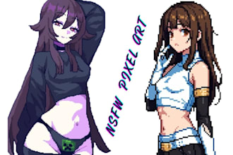 draw nsfw pixel art nsfw pixel character, sprite sheet animation 2d game art